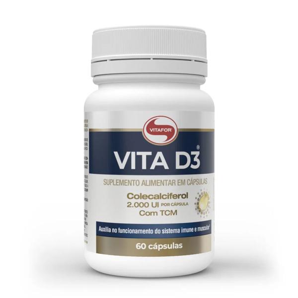 Kit 3 Vita D3 Vitamina D 60 Cápsulas Vitafor Imagem de Kit 3 Vita D3 Vitamina D 60 Cápsulas Vitafor