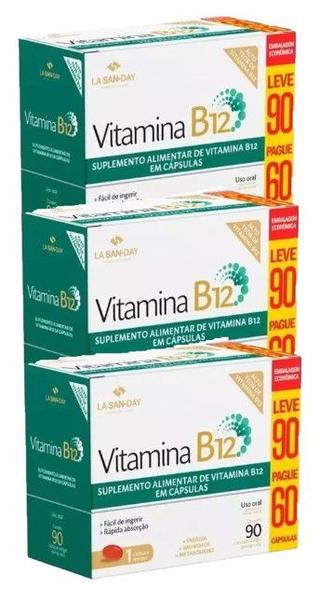 Imagem de Kit 3 Vitamina B12 90 Cps - La San-Day