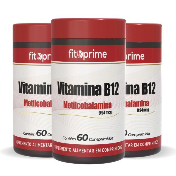 Imagem de Kit 3 Vitamina B12 Metilcobalamina 9,94mcg 60 Comprimidos Fitoprime 