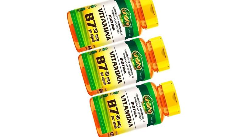 Imagem de Kit 3 Vitamina Biotina B7 Suplemento Com 60 Capsulas - Unilife