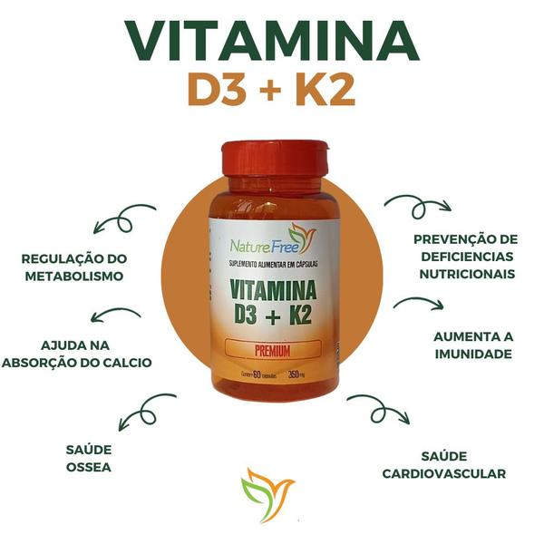 Imagem de Kit 3 Vitamina D3+K2 Premium 60 Cápsulas 350mg