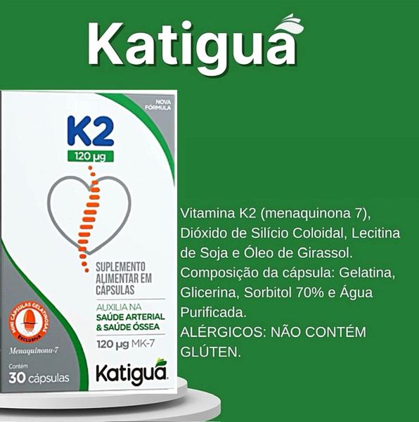 Imagem de Kit 3 Vitamina K2, Mk-7, Menaquinona-7 30 Cápsulas Katigua