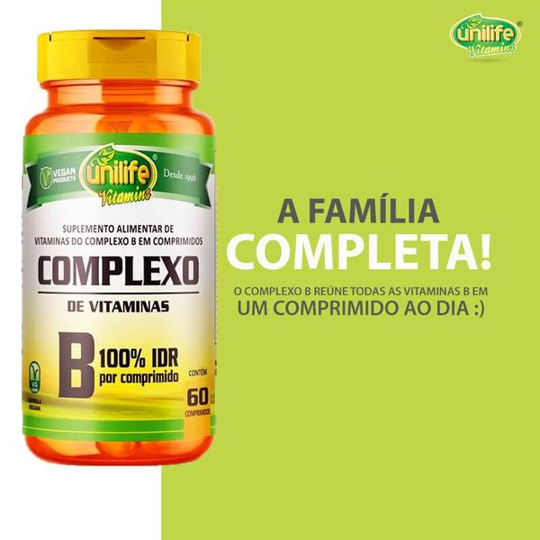 Imagem de Kit 3 vitaminas do complexo b 60 comp de 500 mg unilife