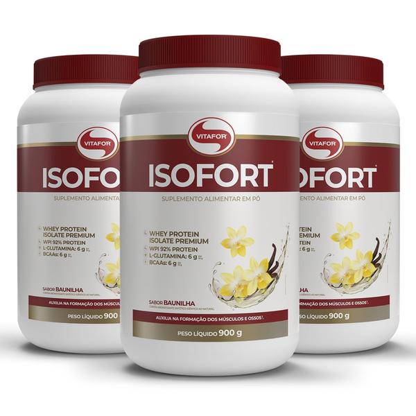 Kit 3 Whey Protein Isofort Vitafor 900g Baunilha Imagem de Kit 3 Whey Protein Isofort Vitafor 900g Baunilha