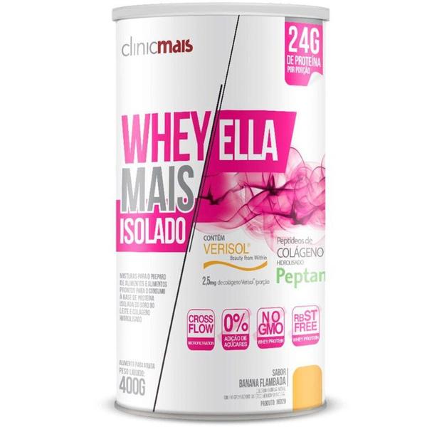 Imagem de Kit 3 Whey protein isolado Ella 27g Revitá banana flambada 400g