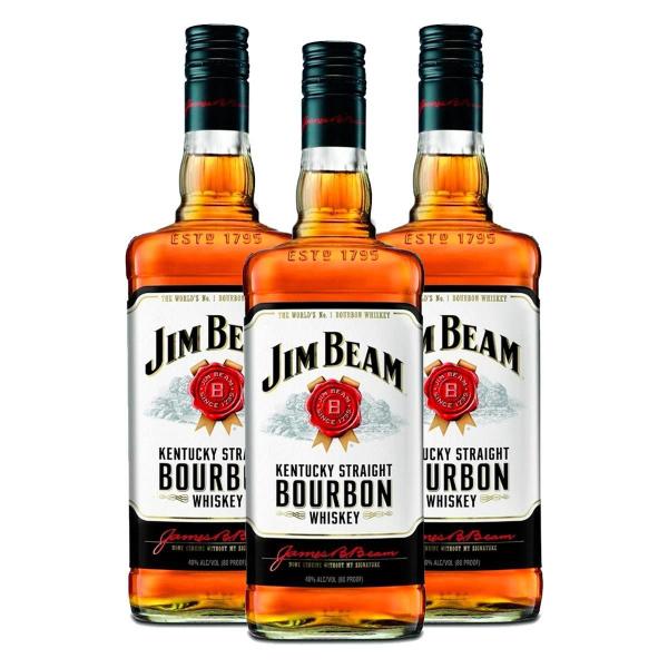 Imagem de Kit 3 Whiskys Jim Beam White Bourbon 1000 Ml