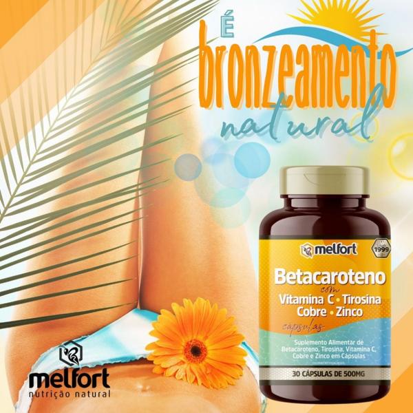 Imagem de  Kit 3 x Betacaroteno Com Vitamina C, Tirosina, Zinco 90 Cápsulas