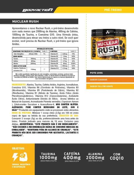 Imagem de Kit 3 X Nuclear Rush 100G Bodyaction Morango