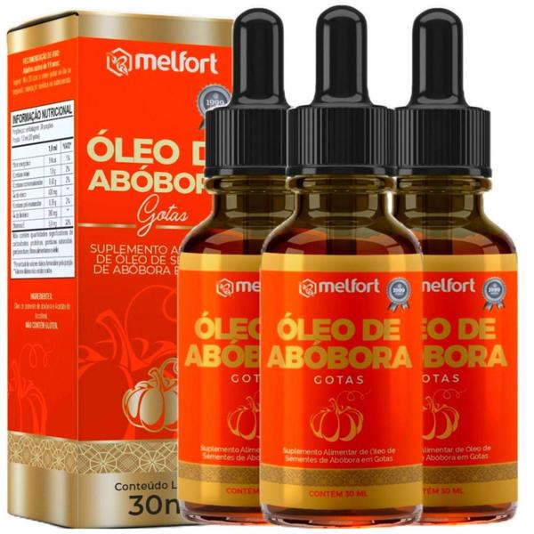 Imagem de Kit 3 X Óleo De Semente De Abóbora Em Gotas 100% Pura - Melfort Nutrição Natural