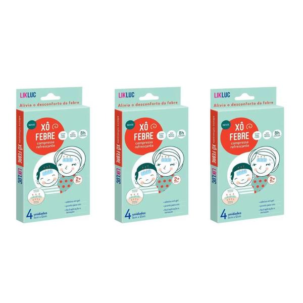 Kit 3 Xô Febre Adesivo Compressas Alivio Febre Likluc Refrescante Imagem de Kit 3 Xô Febre Adesivo Compressas Alivio Febre Likluc Refrescante