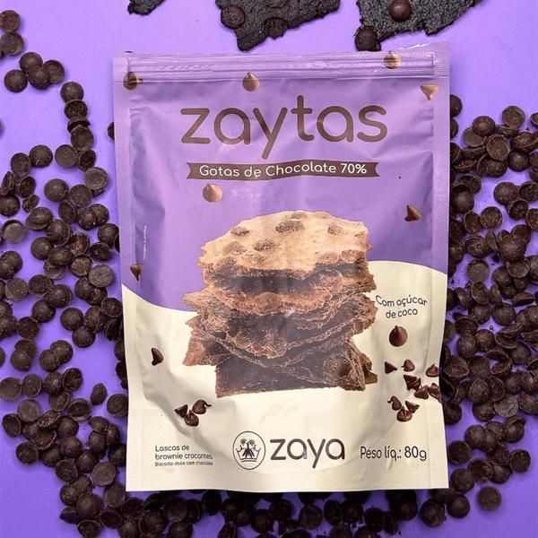 Kit 3 Zaytas Gotas De Chocolate 70% Lascas Brownie S/ Gluten 85g - Zaya Imagem de Kit 3 Zaytas Gotas De Chocolate 70% Lascas Brownie S/ Gluten 85g