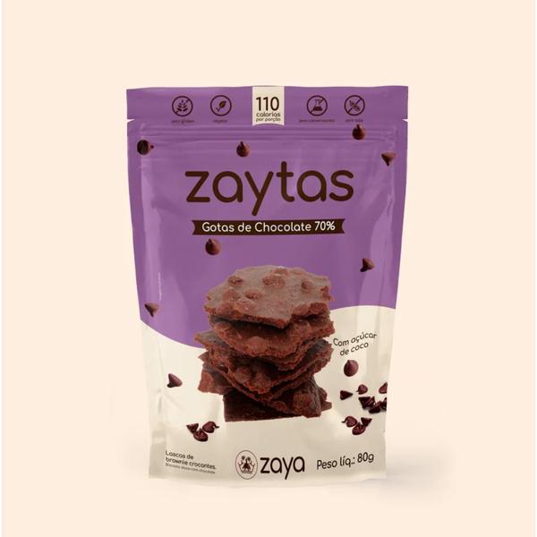 Kit 3 Zaytas Gotas De Chocolate 70% Lascas Brownie S/ Gluten 85g - Zaya Imagem de Kit 3 Zaytas Gotas De Chocolate 70% Lascas Brownie S/ Gluten 85g