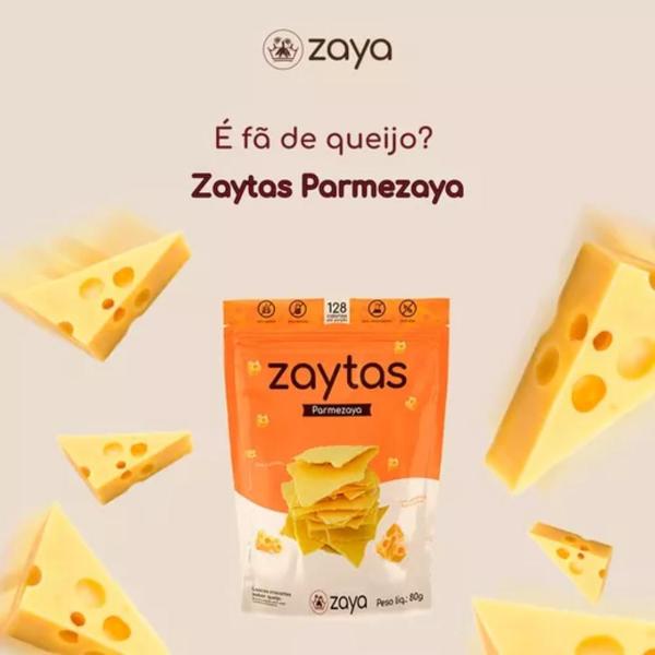 Imagem de Kit 3 Zaytas Parmezaya Lascas Crocante Sabor Queijo Sem Glúten 80g