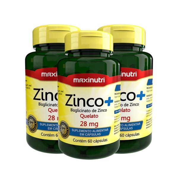 Imagem de Kit 3 Zinco+ 28mg com 60 Capsulas Maxinutri