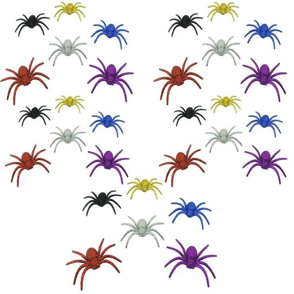 Imagem de Kit 30 Aranhas De Halloween Decorativas Glitter