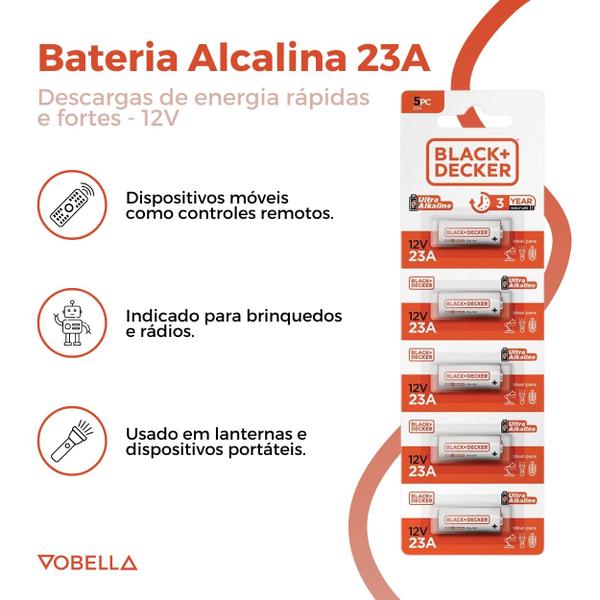 Imagem de Kit 30 Baterias Alcalina 23A Controle Portão Black+Decker