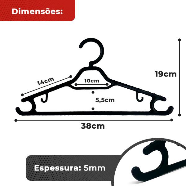 Imagem de Kit 30 Cabide Atacado Antideslizante Reforçado Adulto Roupas