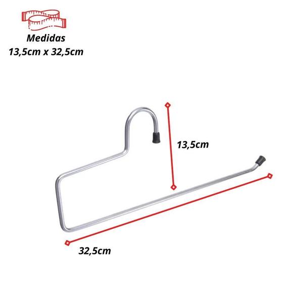 Imagem de Kit 30 Cabides Calceiros - Cabide Para 1 Calça Cromado 6Mm