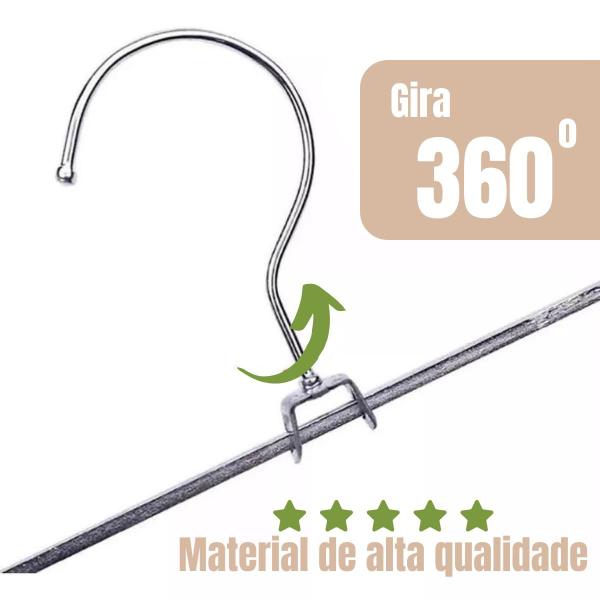 Imagem de Kit 30 Cabides Com Presilha em Metal Cromado Para Saia Calça Bermuda