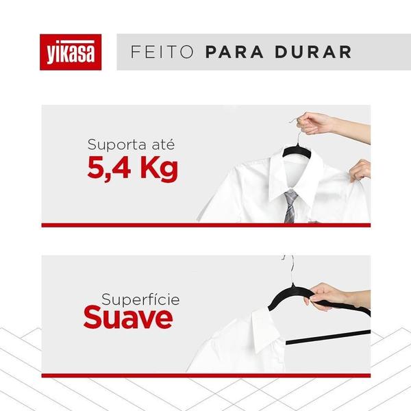 Imagem de Kit 30 Cabides De Veludo Branco Yikasa