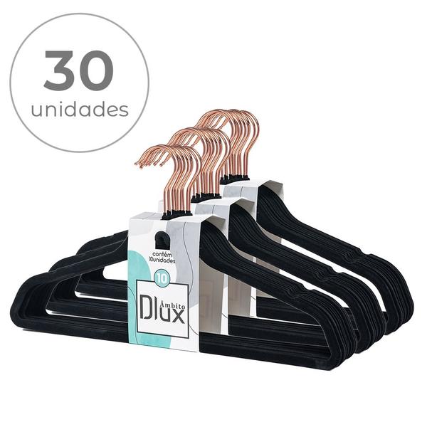 Imagem de Kit 30 Cabides Veludo Adulto Slim Antideslizante Closet Gancho