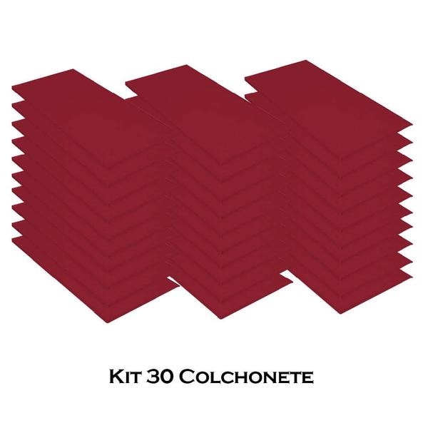 Imagem de Kit 30 Colchonete Slim 95x59cm Solteiro Para Ginástica Academia Escola material sintético Vermelho - Ahazzo Móveis