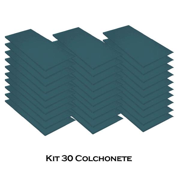 Imagem de Kit 30 Colchonete Slim 95x59cm Solteiro Para Ginástica Academia Escola Suede Azul Turquesa - Ahazzo Móveis