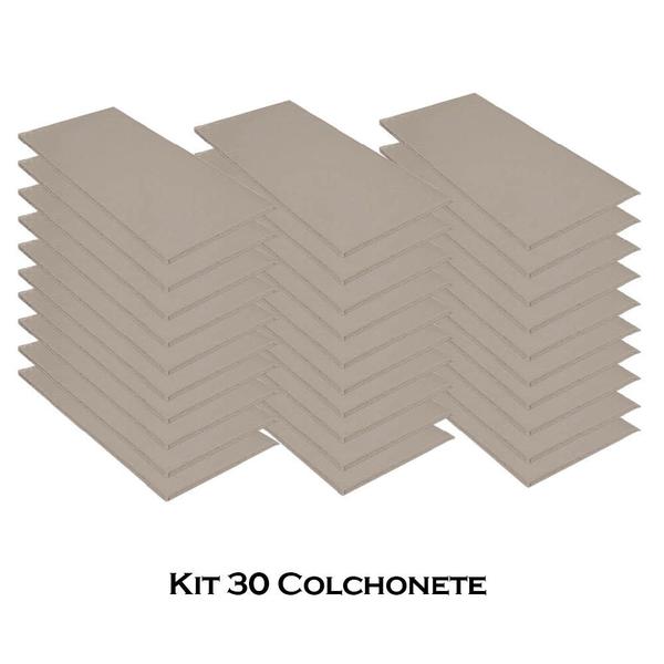 Imagem de Kit 30 Colchonete Slim 95x59cm Solteiro Para Ginástica Academia Escola Suede Bege - Ahazzo Móveis