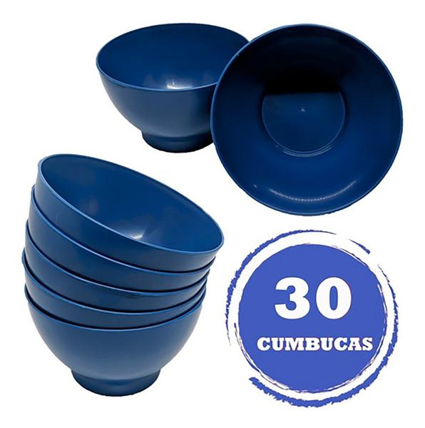 Imagem de Kit 30 Cumbuca Azul Tigela Caldo Sobremesa Evento 