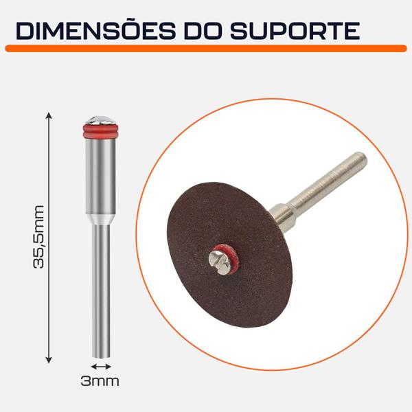 Imagem de Kit 30 Disco de Corte 24mm com Haste 3mm para Micro Retífica