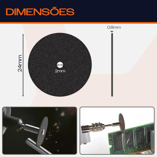 Imagem de Kit 30 Discos De Corte 24Mm X 0.8Mm Para Micro Retíficas