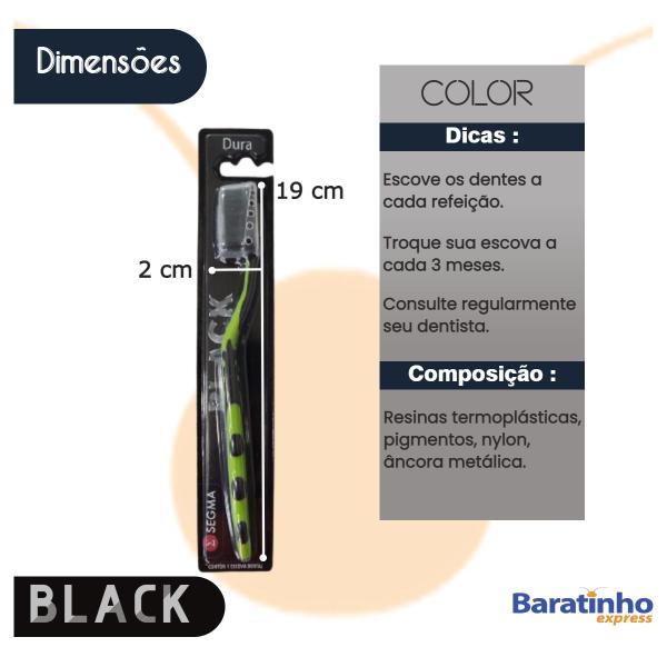 Imagem de Kit 30 Escova Dental Dupla Ação Black C/ Limpador De Língua