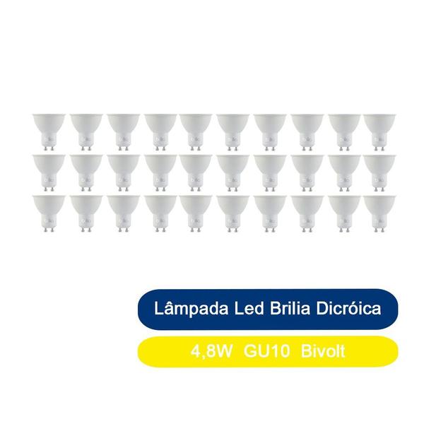 Imagem de Kit 30 Lâmpadas Led Brilia Dicróica 4,8W GU10 Bivolt