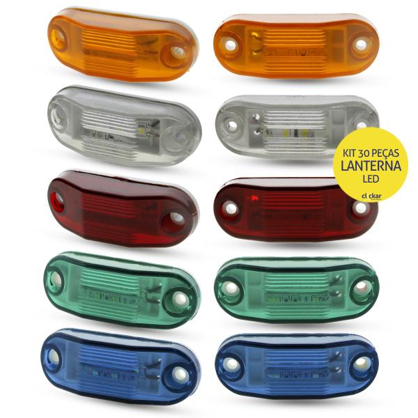Kit 30 Lanternas Lateral Delimitadora Placa Teto LED Caminhão Ônibus Vuc Baú Barcos Trailer Carretinha Trator - CLICKAR Imagem de Kit 30 Lanternas Lateral Delimitadora Placa Teto LED Caminhão Ônibus Vuc Baú Barcos Trailer Carretinha Trator