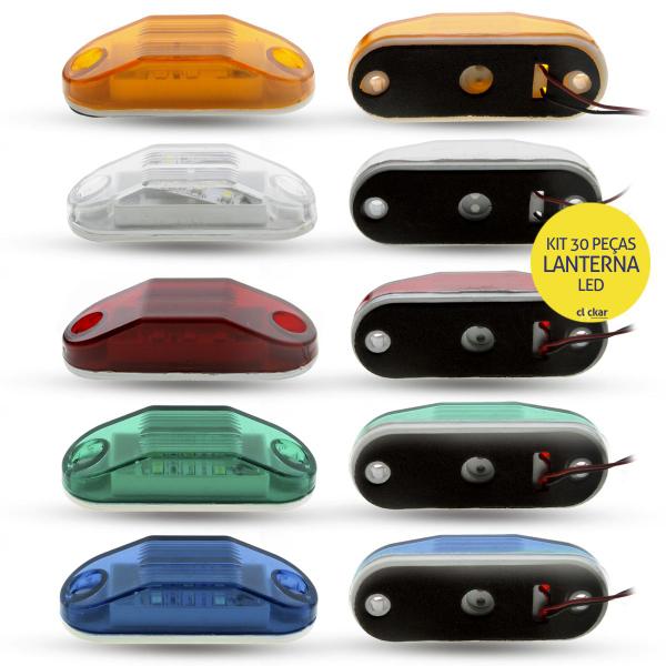 Kit 30 Lanternas Lateral Delimitadora Placa Teto LED Caminhão Ônibus Vuc Baú Barcos Trailer Carretinha Trator - CLICKAR Imagem de Kit 30 Lanternas Lateral Delimitadora Placa Teto LED Caminhão Ônibus Vuc Baú Barcos Trailer Carretinha Trator