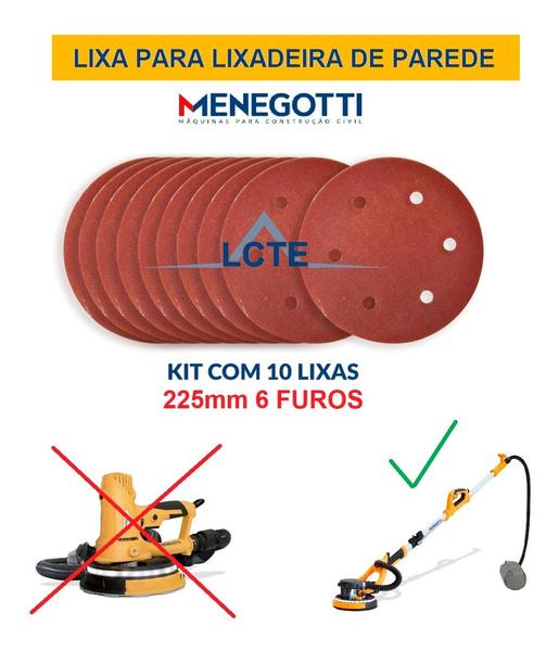 Imagem de Kit 30 Lixas Menegotti Gramatura 240 P/ Lixadeira de Parede