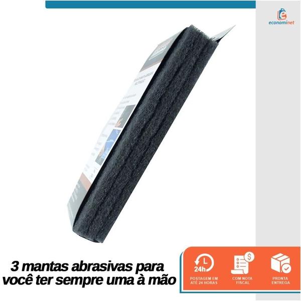 Imagem de Kit 30 Manta Lixa Abrasiva Polimento Fina Cinza 225x110mm