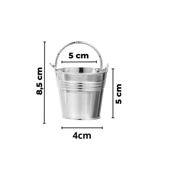 Imagem de Kit 30 Mini Balde Alumínio Prata p/ Decoração/Lembrancinhas