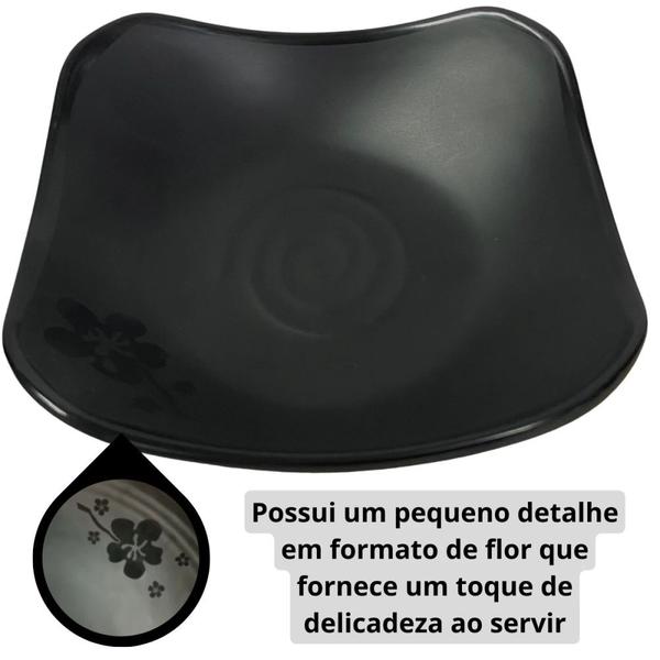 Imagem de Kit 30 Molheiras Porta Molho Quadrada em Melamina / Plastico para Sushi Preta  Bestfer 