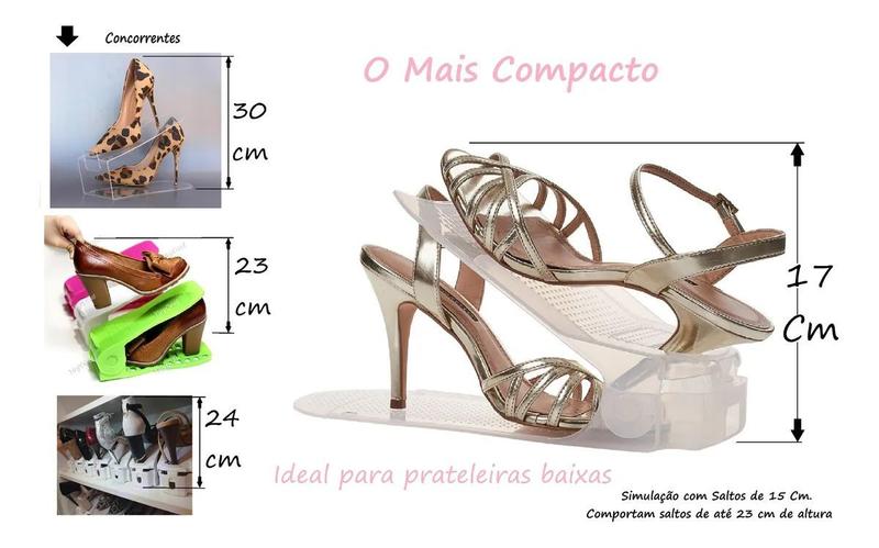 Kit 30 Organizadores de sapato com furo: sapato, saltos e tênis com regulagem de altura - Transparente - Bem Útil Imagem de Kit 30 Organizadores de sapato com furo: sapato, saltos e tênis com regulagem de altura - Transparente