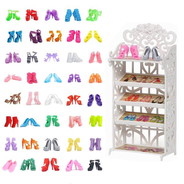 Imagem de Kit 30 Pares de Sapatos Sapatinhos Para Bonecas + Mini Sapateira - Sheilinha Confecção