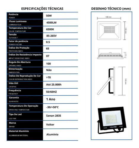 Imagem de Kit 30 Refletores Led 50w Volter Superled Ip65 Holofote 6500k