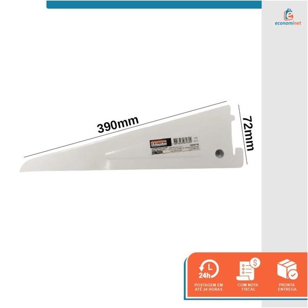 Imagem de Kit 30 Suporte Trilho Duplo Prateleira Cremalheira Branco 37cm