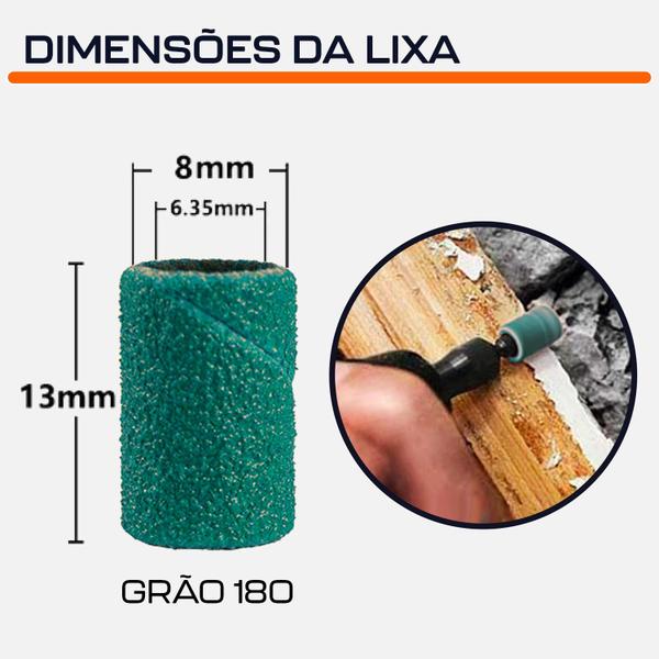 Imagem de Kit 30 Tubos de Lixa 6.4mm Grãos 120 a 240 p/ Micro Retífica