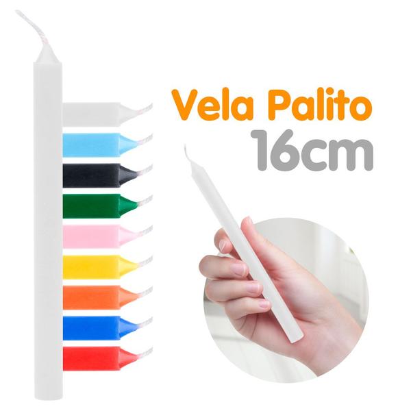 Kit 30 Velas Palito Coloridas 16cm 15g 100% Parafina - Envio Rápido - Chama de Ouro Imagem de Kit 30 Velas Palito Coloridas 16cm 15g 100% Parafina - Envio Rápido