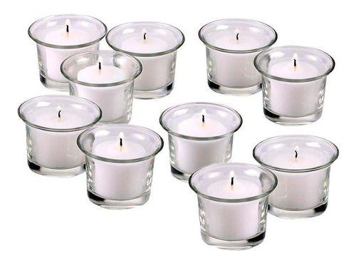 Imagem de Kit 30 Velas Votivas Rechauds Copo Porta Velas Vidro - 7hrs