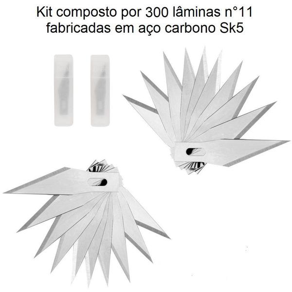 Imagem de kit 300 Lâminas N.11 Para Estilete De Precisão Bisturi