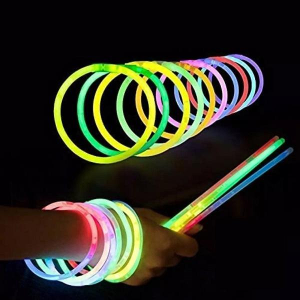 Imagem de Kit 300 Pulseira Neon Alto Brilho Fluorescente Festa Balada