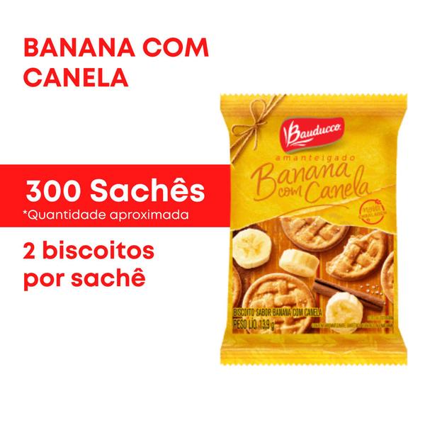 Imagem de Kit 300 sachês amanteigado banana bauducco