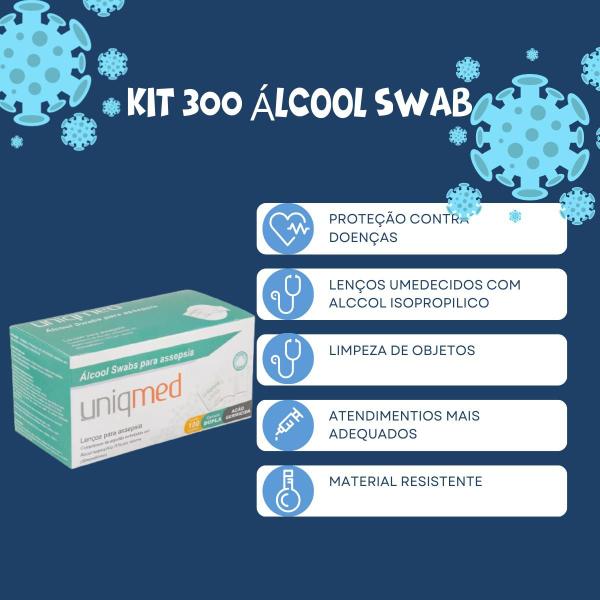 Imagem de kit 300 Swab Álcool 70 % Uniqmed